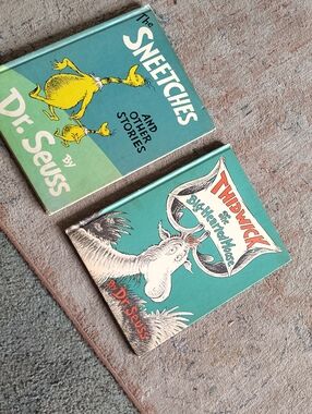 Dr. Seuss Teal Hardcover Books with Yellow Illustrations